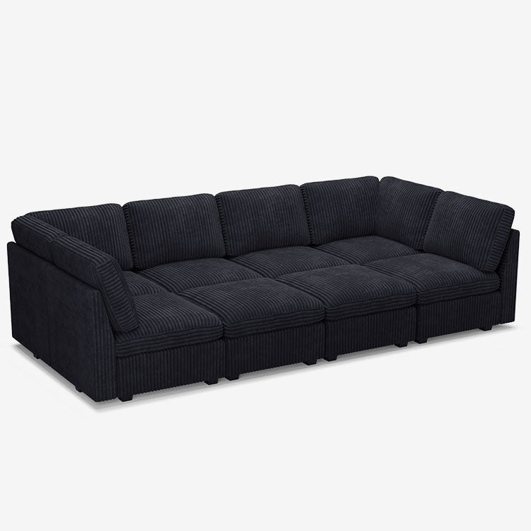 Sofinity Cloud Couch sectional sofa in Obsidian Black, corduroy fabric, 8B configuration #50245399380188