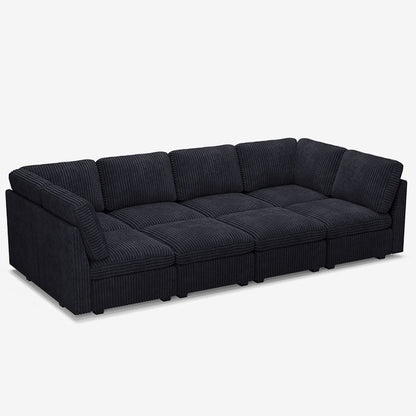 Sofinity Cloud Couch sectional sofa in Obsidian Black, corduroy fabric, 8B configuration #50245399380188