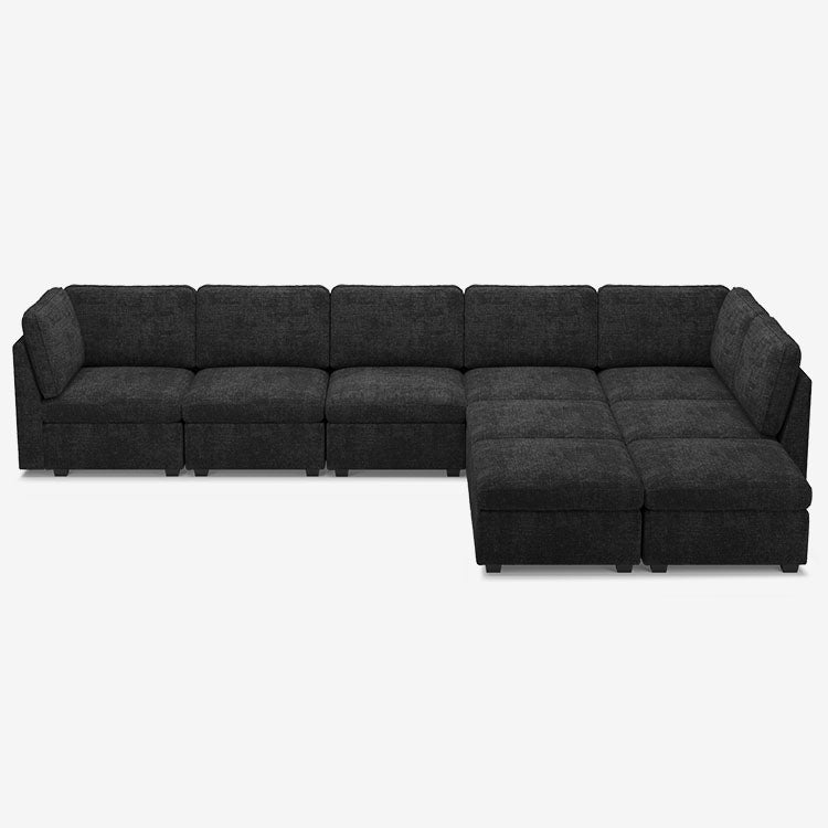 Sofinity Cloud Couch sectional sofa in Graphite Grey, chenille fabric, 8B+C configuration #50245401084124