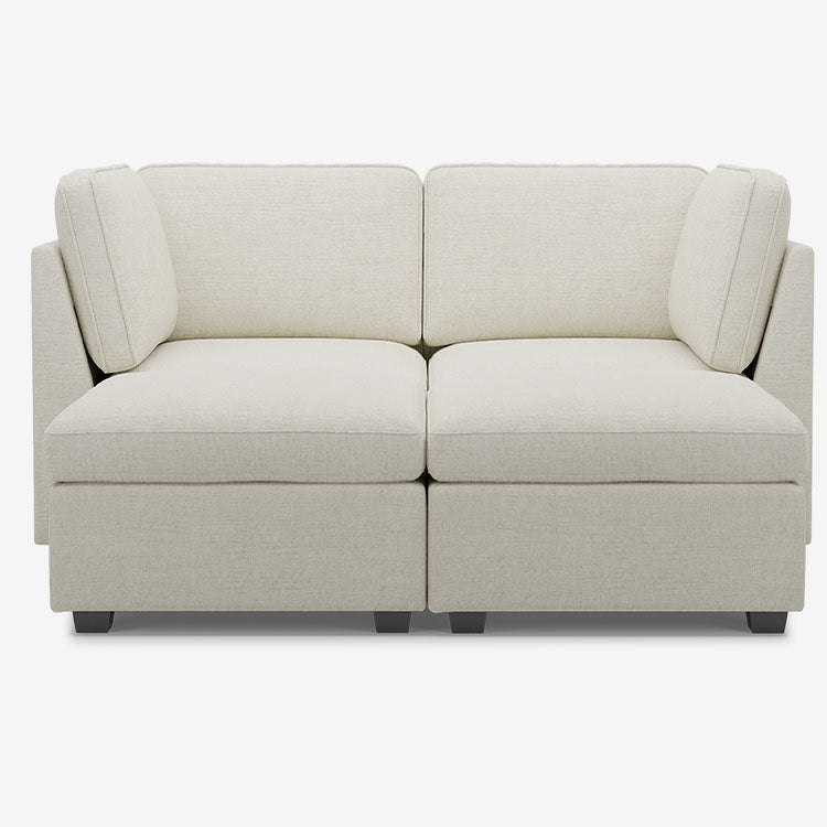Sofinity Cloud Couch sectional sofa in Misty White, chenille fabric, 4B configuration #50245400264924