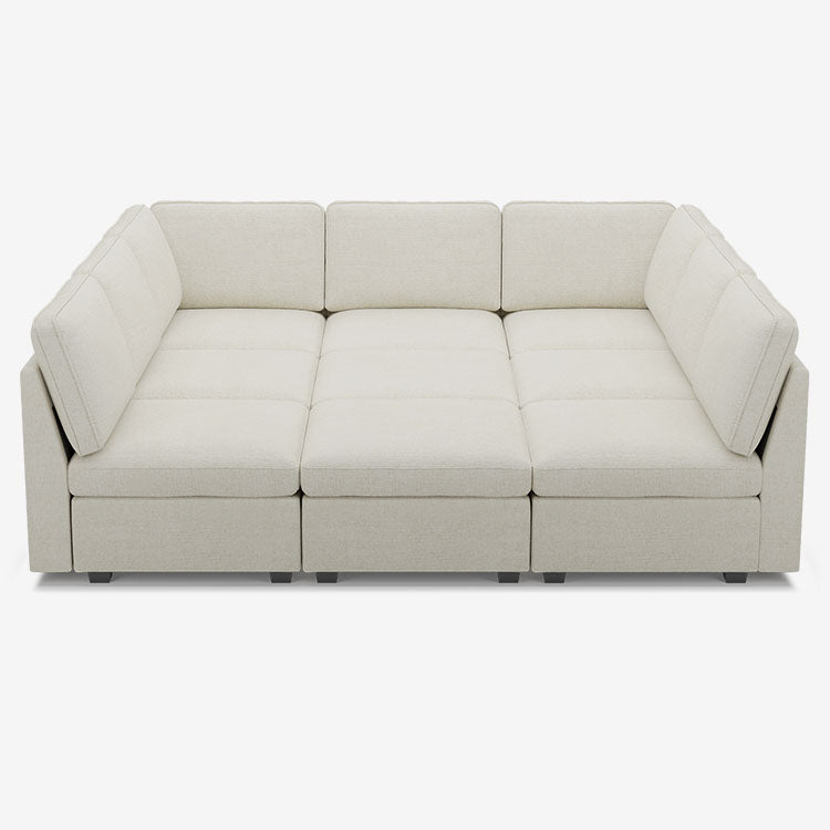 Sofinity Cloud Couch sectional sofa in Misty White, chenille fabric, 9B configuration #50245400461532