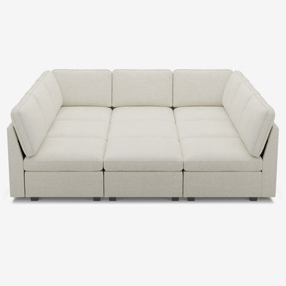 Sofinity Cloud Couch sectional sofa in Misty White, chenille fabric, 9B configuration #50245400461532