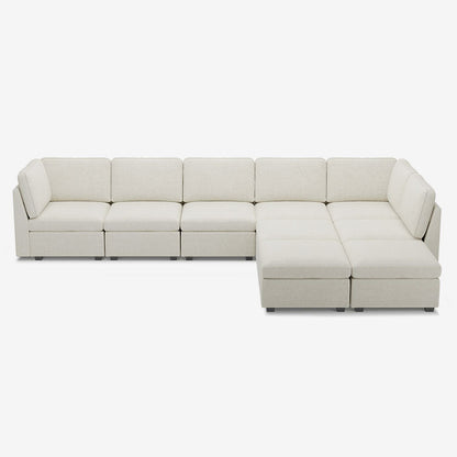 Sofinity Cloud Couch sectional sofa in Misty White, chenille fabric, 8B+C configuration #50245400035548