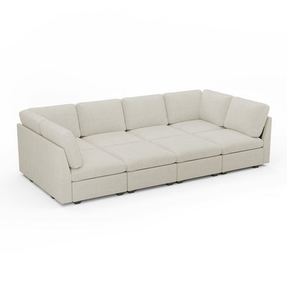 Sofinity Cloud Couch sectional sofa in Misty White, chenille fabric, 8B configuration #50245400428764