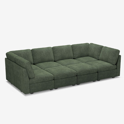 Sofinity Cloud Couch sectional sofa in Olivewood Green, corduroy fabric, 8B configuration #50245398855900