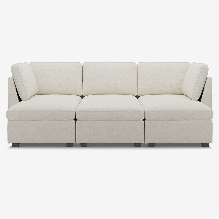 Sofinity Cloud Couch sectional sofa in Misty White, chenille fabric, 5B+C configuration #50245400395996