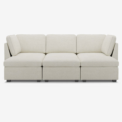 Sofinity Cloud Couch sectional sofa in Misty White, chenille fabric, 5B+C configuration #50245400395996