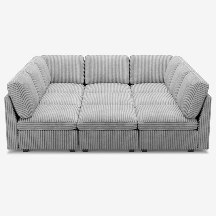 Sofinity Cloud Couch sectional sofa in Cloud Gray, corduroy fabric, 9B configuration #50245399937244