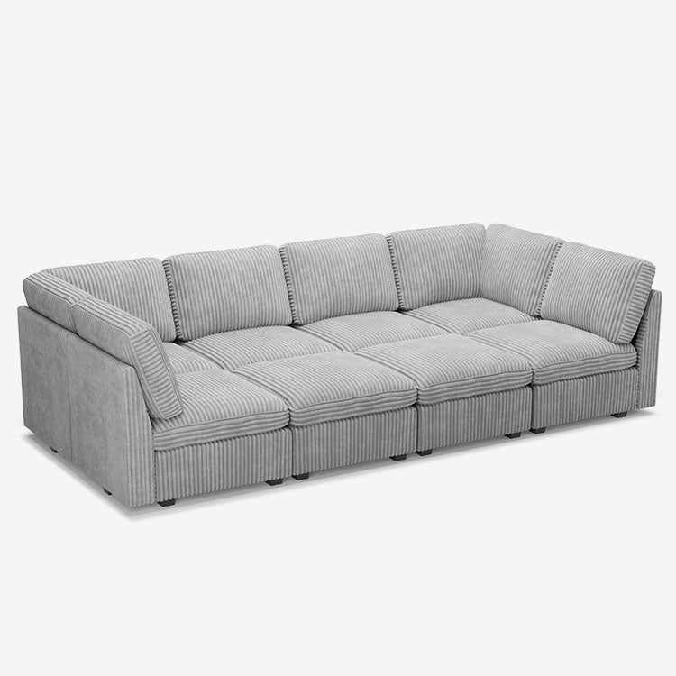 Sofinity Cloud Couch sectional sofa in Cloud Gray, corduroy fabric, 8B configuration #50245399904476