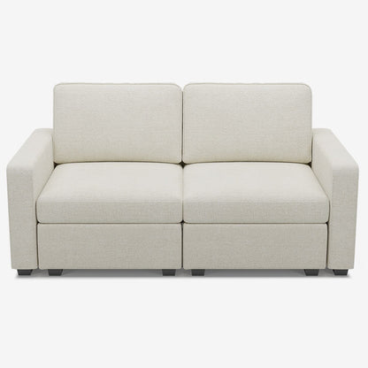 Sofinity Cloud Couch sectional sofa in Misty White, chenille fabric, A+2B configuration #50245400199388