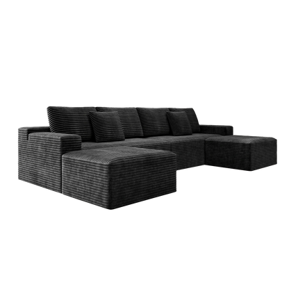 Flexo Corduroy Modular U-Shaped Sectional Couch with 2 ottomans