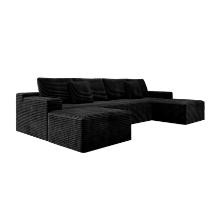 Flexo Corduroy Modular U-Shaped Sectional Couch with 2 ottomans