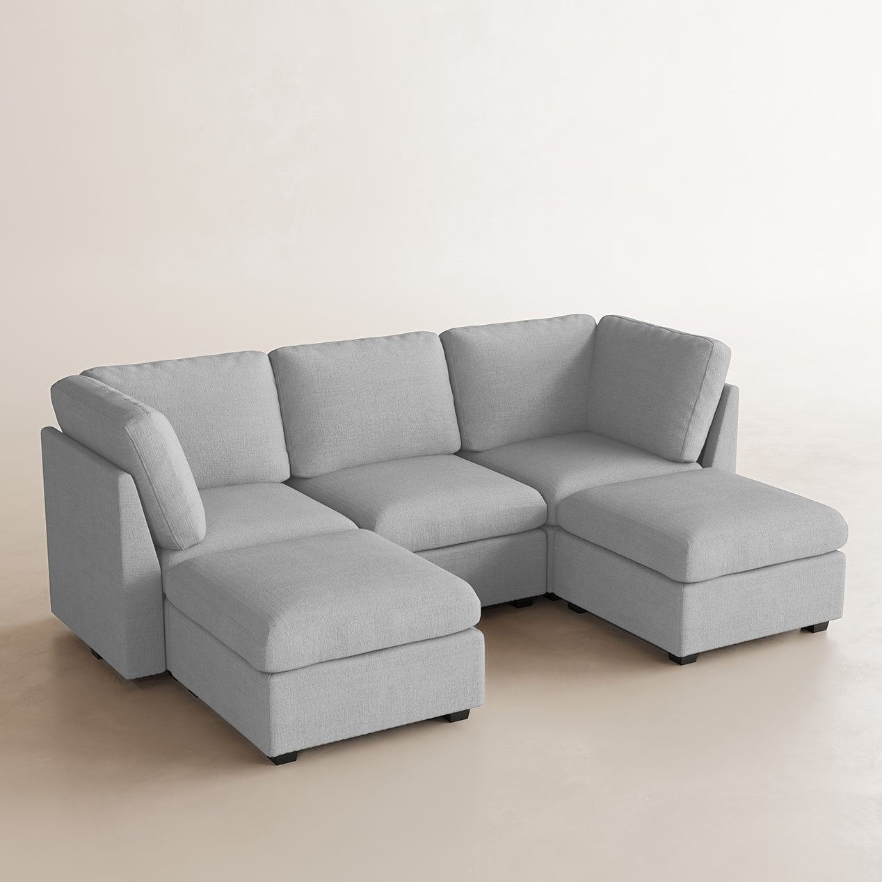 Sofinity Cloud Couch sectional sofa in Cloud Grey, chenille fabric, 5B configuration #50245400887516