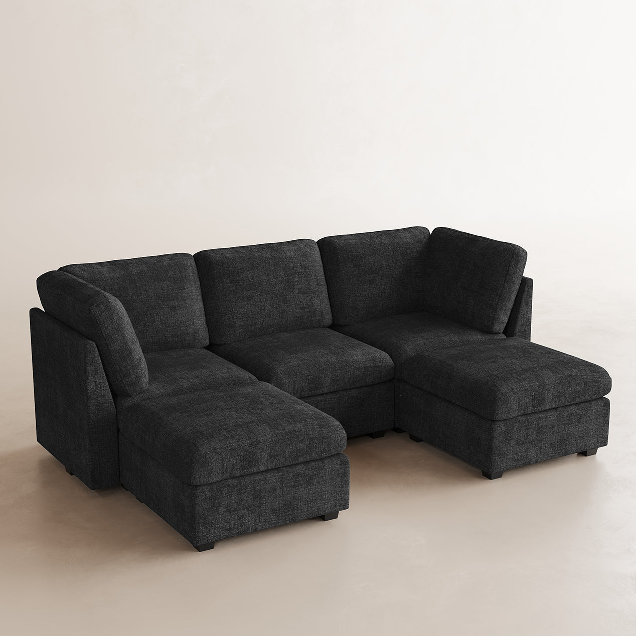 Sofinity Cloud Couch sectional sofa in Graphite Grey, chenille fabric, 5B configuration #50245401411804