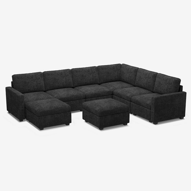Sofinity Cloud Couch sectional sofa in Graphite Grey, chenille fabric, A+7B+C configuration #50245401018588