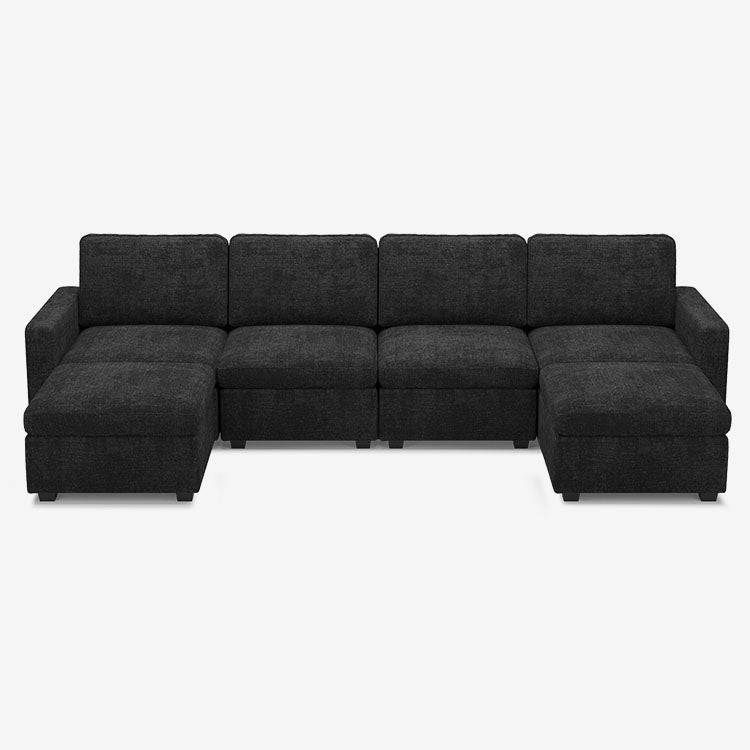 Sofinity Cloud Couch sectional sofa in Graphite Grey, chenille fabric, A+4B+2C configuration #50245401379036