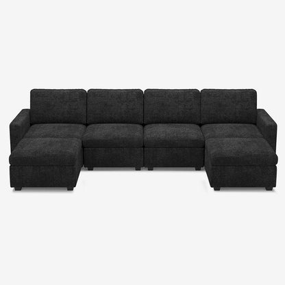 Sofinity Cloud Couch sectional sofa in Graphite Grey, chenille fabric, A+4B+2C configuration #50245401379036