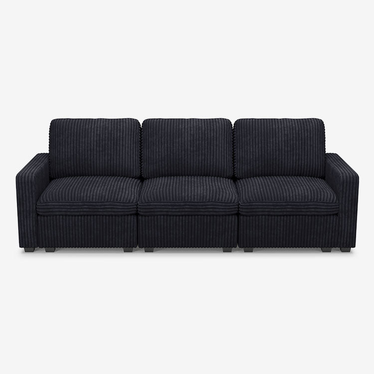 Sofinity Cloud Couch sectional sofa in Obsidian Black, corduroy fabric, A+3B configuration #50245399183580