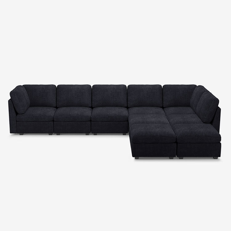 Sofinity Cloud Couch sectional sofa in Obsidian Black, corduroy fabric, 8B+C configuration #50245398986972
