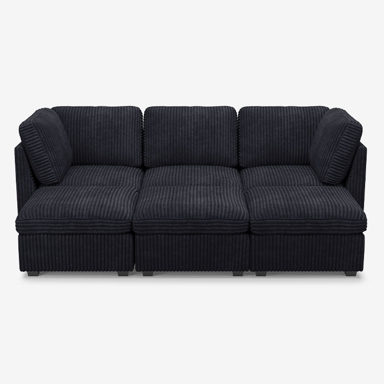 Sofinity Cloud Couch sectional sofa in Obsidian Black, corduroy fabric, 5B+C configuration #50245399347420