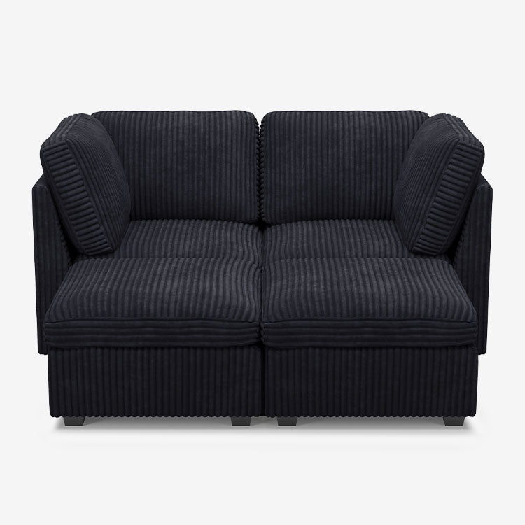 Sofinity Cloud Couch sectional sofa in Obsidian Black, corduroy fabric, 4B configuration #50245399216348