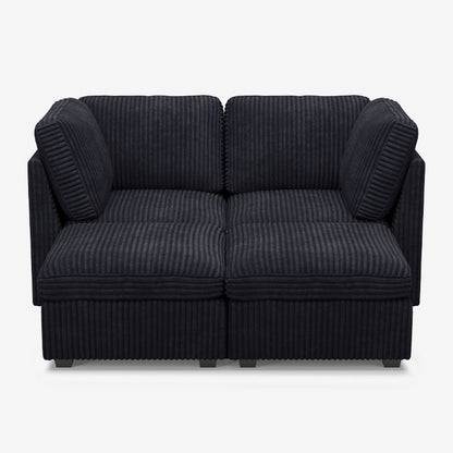 Sofinity Cloud Couch sectional sofa in Obsidian Black, corduroy fabric, 4B configuration #50245399216348