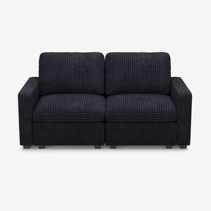 Sofinity Cloud Couch sectional sofa in Obsidian Black, corduroy fabric, A+2B configuration #50245399150812
