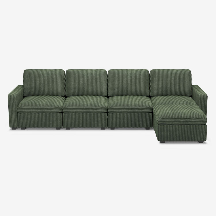 Sofinity Cloud Couch sectional sofa in Olivewood Green, corduroy fabric, A+4B+C configuration #50245398724828
