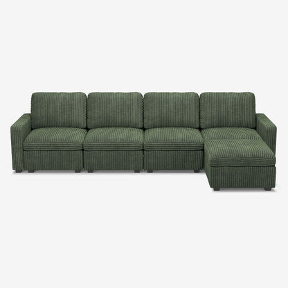 Sofinity Cloud Couch sectional sofa in Olivewood Green, corduroy fabric, A+4B+C configuration #50245398724828
