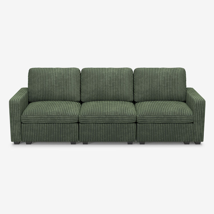 Sofinity Cloud Couch sectional sofa in Olivewood Green, corduroy fabric, A+3B configuration #50245398659292