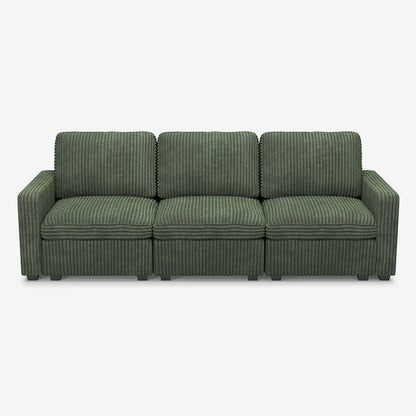 Sofinity Cloud Couch sectional sofa in Olivewood Green, corduroy fabric, A+3B configuration #50245398659292