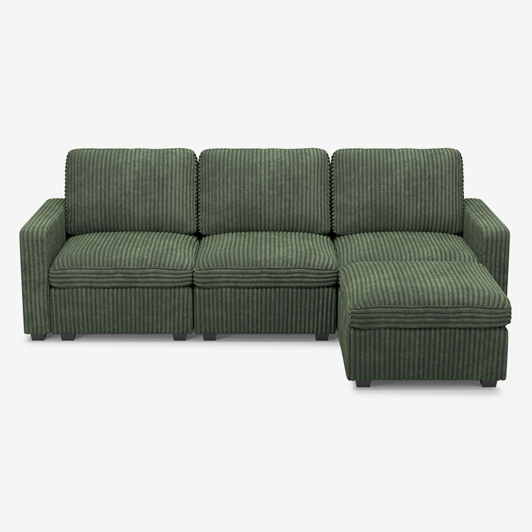 Sofinity Cloud Couch sectional sofa in Olivewood Green, corduroy fabric, A+3B+C configuration #50245398429916