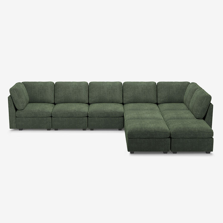 Sofinity Cloud Couch sectional sofa in Olivewood Green, corduroy fabric, 8B+C configuration #50245398462684