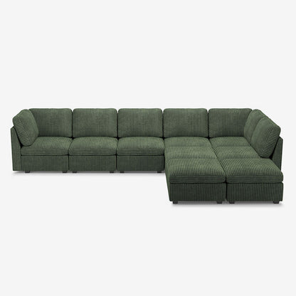 Sofinity Cloud Couch sectional sofa in Olivewood Green, corduroy fabric, 8B+C configuration #50245398462684