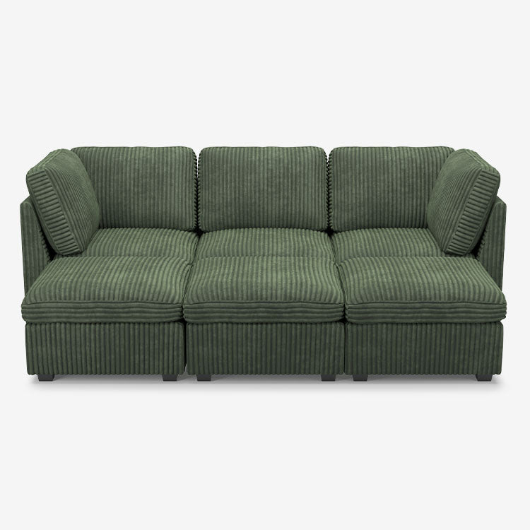 Sofinity Cloud Couch sectional sofa in Olivewood Green, corduroy fabric, 5B+C configuration #50245398823132