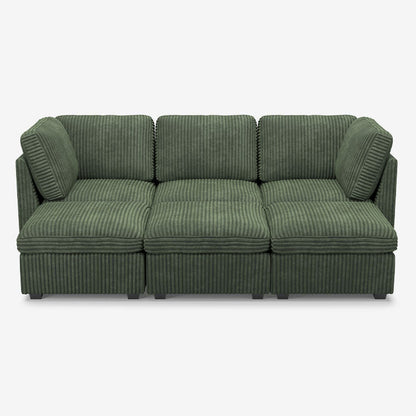 Sofinity Cloud Couch sectional sofa in Olivewood Green, corduroy fabric, 5B+C configuration #50245398823132