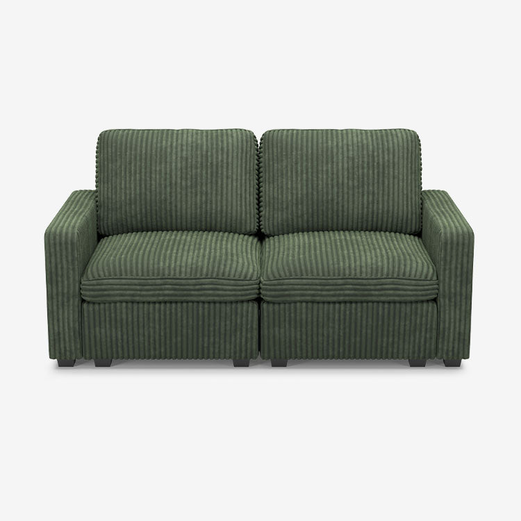 Sofinity Cloud Couch sectional sofa in Olivewood Green, corduroy fabric, A+2B configuration #50245398626524