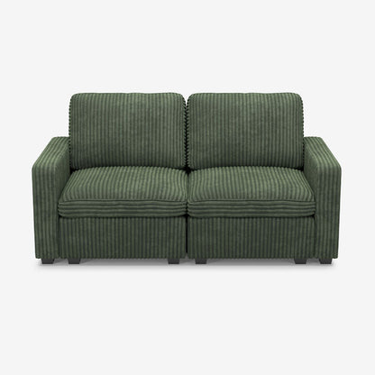 Sofinity Cloud Couch sectional sofa in Olivewood Green, corduroy fabric, A+2B configuration #50245398626524