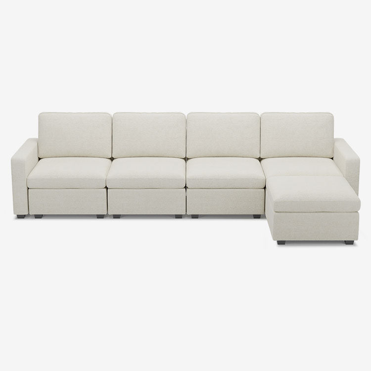 Sofinity Cloud Couch sectional sofa in Misty White, chenille fabric, A+4B+C configuration #50245400297692
