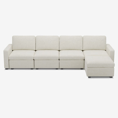 Sofinity Cloud Couch sectional sofa in Misty White, chenille fabric, A+4B+C configuration #50245400297692