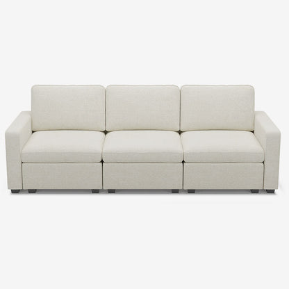 Sofinity Cloud Couch sectional sofa in Misty White, chenille fabric, A+3B configuration #50245400232156