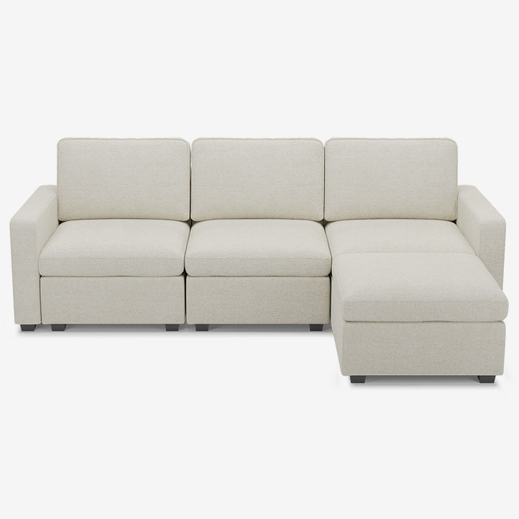 Sofinity Cloud Couch sectional sofa in Misty White, chenille fabric, A+3B+C configuration #50245400002780