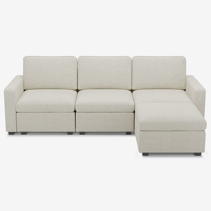 Sofinity Cloud Couch sectional sofa in Misty White, chenille fabric, A+3B+C configuration #50245400002780