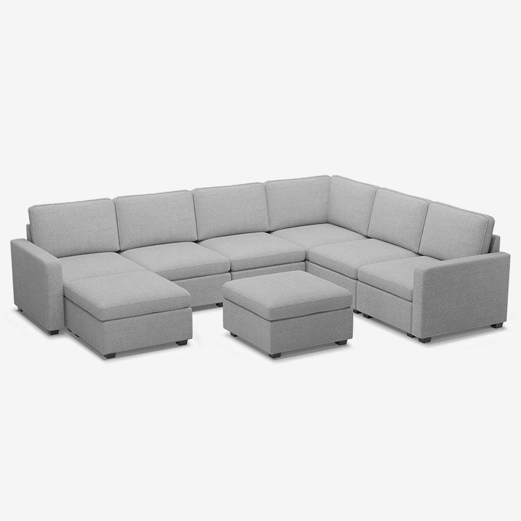 Sofinity Cloud Couch sectional sofa in Cloud Grey, chenille fabric, A+7B+C configuration #50245400494300