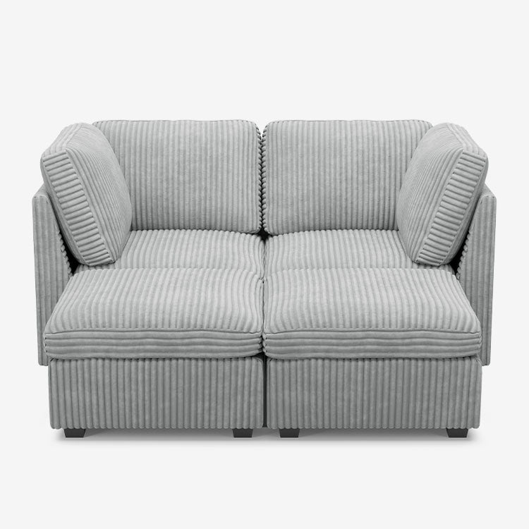 Sofinity Cloud Couch sectional sofa in Cloud Gray, corduroy fabric, 4B configuration #50245399740636