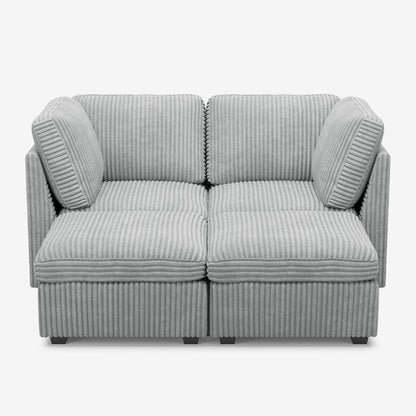 Sofinity Cloud Couch sectional sofa in Cloud Gray, corduroy fabric, 4B configuration #50245399740636