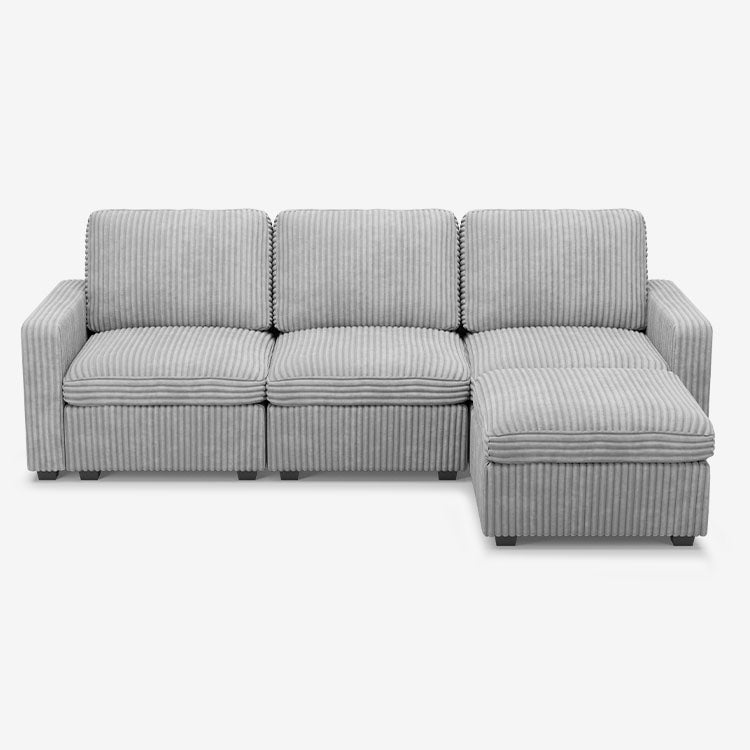 Sofinity Cloud Couch sectional sofa in Cloud Gray, corduroy fabric, A+3B+C configuration #50245399478492