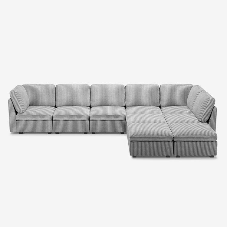 Sofinity Cloud Couch sectional sofa in Cloud Gray, corduroy fabric, 8B+C configuration #50245399511260