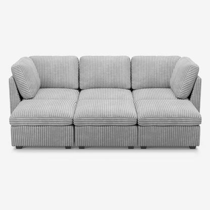 Sofinity Cloud Couch sectional sofa in Cloud Gray, corduroy fabric, 5B+C configuration #50245399871708
