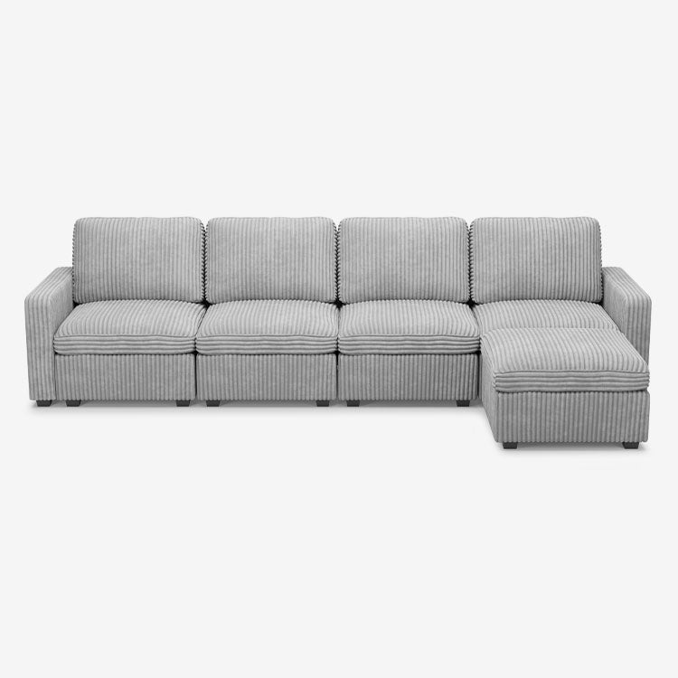 Sofinity Cloud Couch sectional sofa in Cloud Gray, corduroy fabric, A+4B+C configuration #50245399773404